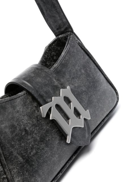 MISBHV cracked-effect leather shoulder bag - Grey