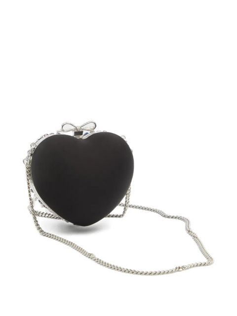 Self-Portrait crystal-embellished heart clutch bag - Black - zdjęcie produktu nr 2