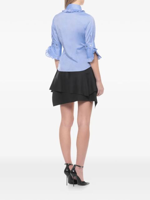 Vivienne Westwood ruffled-detail logo-embroidered shirt - Blue