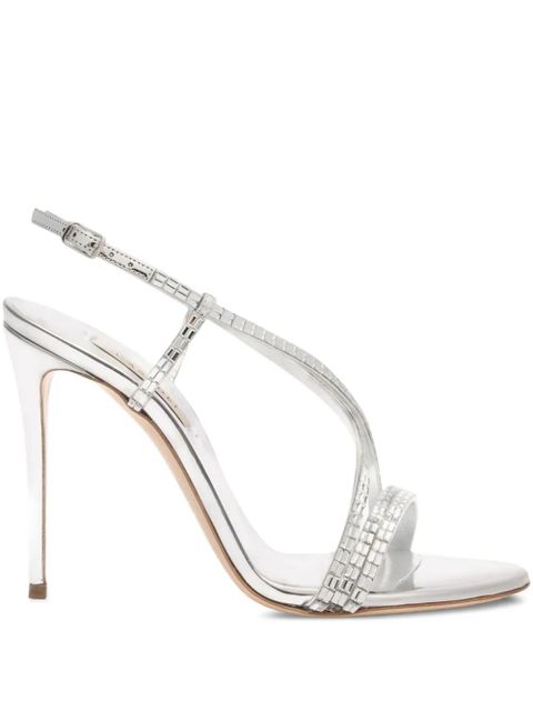 Casadei 100mm Julia crystal-embellished slingback sandals - Grey - zdjęcie produktu nr 1