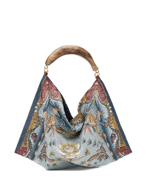 FARM Rio wooden handle print tote bag - Brown - zdjęcie produktu nr 1