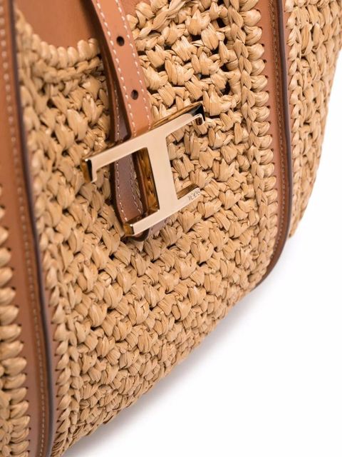 Tod's Timeless raffia tote bag - Neutrals