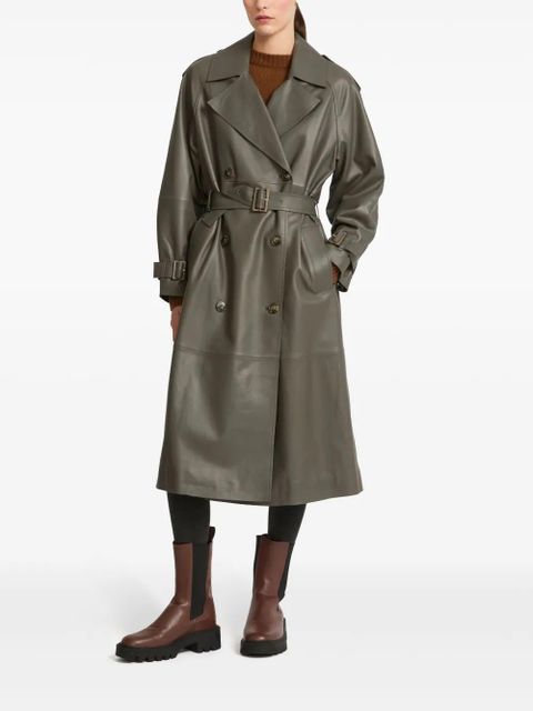 Yves Salomon belted leather trench coat - Grey