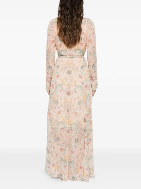 ZIMMERMANN floral-print tie-neck maxi dress - Neutrals