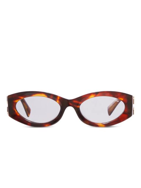 Miu Miu Eyewear oval-frame logo sunglasses - Brown - zdjęcie produktu nr 1