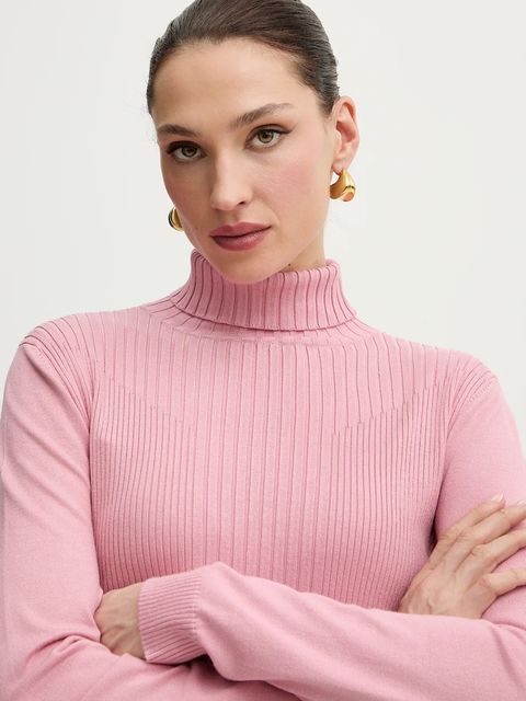 Morgan sweter z domieszką wełny damski kolor różowy MENTOL