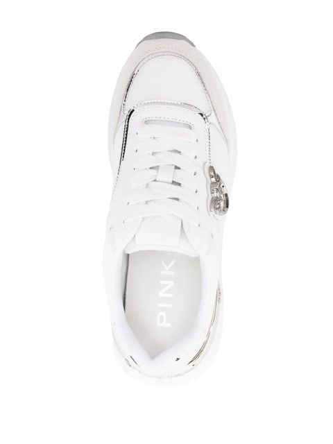PINKO Love Birds leather sneakers - White