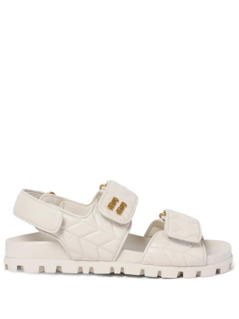 Miu Miu matelassé logo-plaque sandals - Neutrals - zdjęcie produktu nr 1