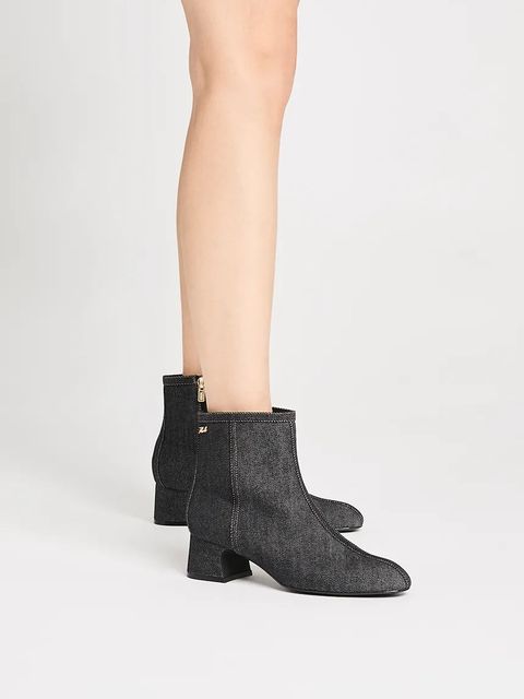 Karl Lagerfeld botki skórzane BONNIE damskie kolor granatowy na słupku KL30351A