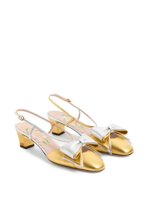 Valentino Garavani 45mm Bowow slingback pumps - Gold