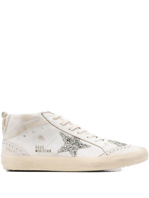 Golden Goose Mid Star glitter-star round-toe sneakers - Neutrals - zdjęcie produktu nr 1