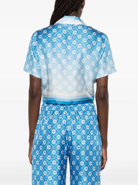 Casablanca gradient tie-front top - Blue