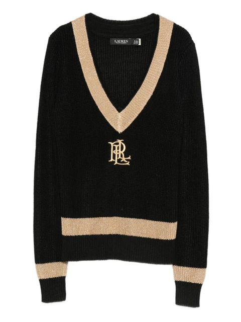 Lauren Ralph Lauren V-neck logo knitwear - Black - zdjęcie produktu nr 1