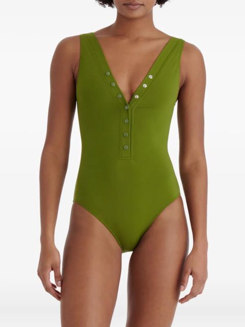ERES Icône V-neck press-stud swimsuit - Green