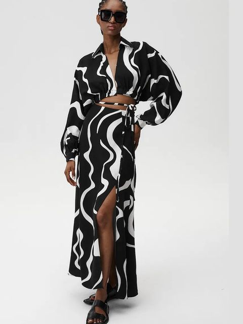 Undress Code spódnica z domieszką lnu Athena Skirt kolor multicolor maxi prosta 904 - zdjęcie produktu nr 2