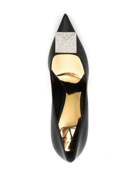 Valentino Garavani 100mm One Stud embellished pumps - Black - zdjęcie produktu nr 2