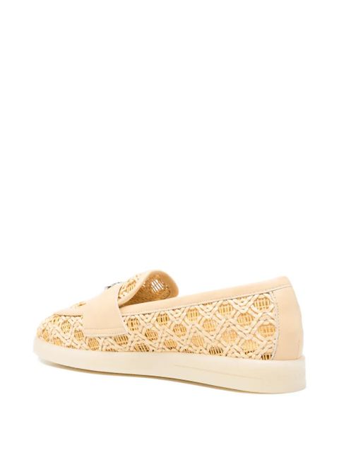 Casadei woven logo-plaque loafers - Neutrals