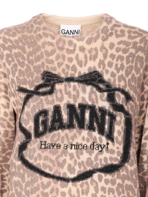 GANNI leopard-patterned top - Neutrals