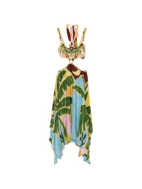 FARM Rio tropical-print asymmetric midi dress - Green - zdjęcie produktu nr 1