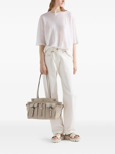 Prada Route large canvas and leather tote bag - Neutrals - zdjęcie produktu nr 2