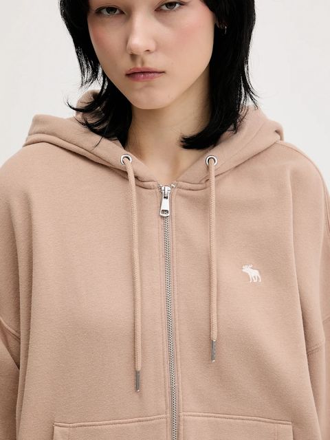 Abercrombie & Fitch bluza damska kolor beżowy z kapturem gładka KI152-5417-420
