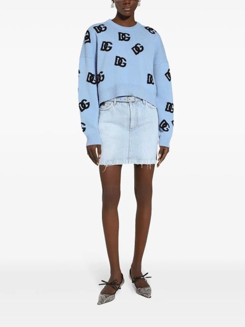 Dolce & Gabbana DNA logo embroidered sweater - Blue