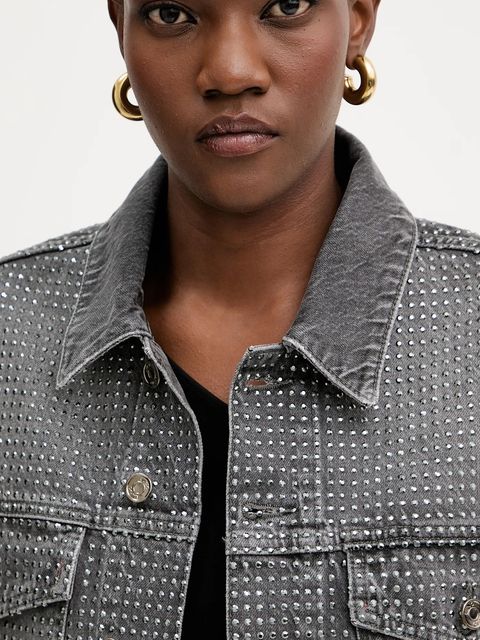 Liu Jo kurtka jeansowa kolor szary przejściowa oversize UF5088.D5020