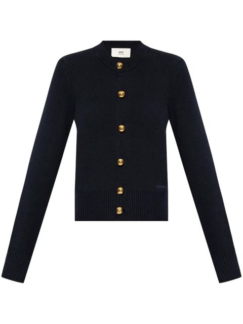 AMI Paris logo-embroidered cardigan - Blue - zdjęcie produktu nr 1