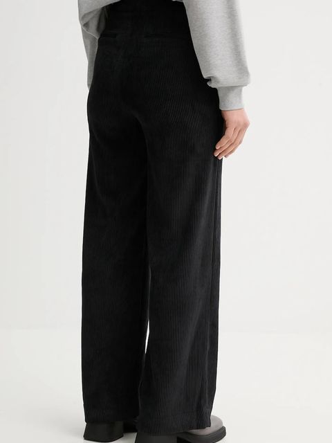 United Colors of Benetton spodnie sztruksowe damskie kolor czarny proste high waist 4Q5GDF0AI