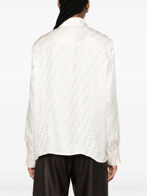 FENDI FF-jacquard silk shirt - Neutrals