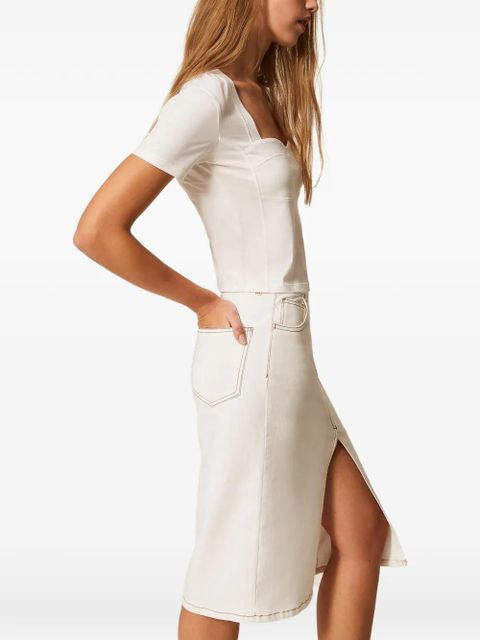 TWINSET contrast-stitch midi skirt - Neutrals