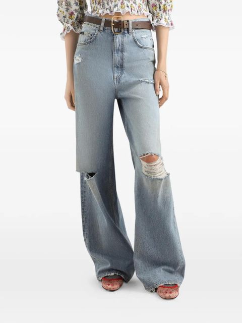 Dolce & Gabbana distressed wide-leg jeans - Blue