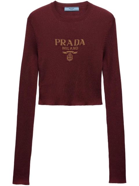 Prada intarsia-knitted logo top - Red - zdjęcie produktu nr 1