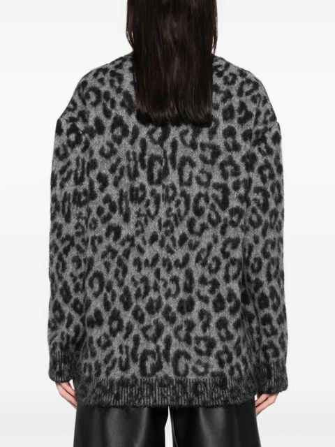 ANINE BING Banks animal-pattern cardigan - Grey