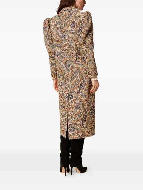 TWINSET puff-sleeve paisley coat - Neutrals
