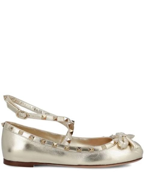 Valentino Garavani Rockstud leather ballerina shoes - Gold - zdjęcie produktu nr 1