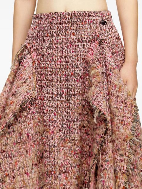 Diesel bouclé frayed asymmetrical skirt - Pink
