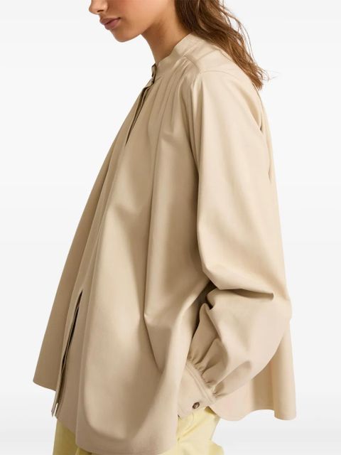 Yves Salomon pleated leather shirt - Neutrals