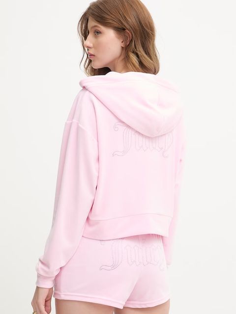 Juicy Couture bluza z kapturem damska welurowa ICCLE HOODIE - zdjęcie produktu nr 1