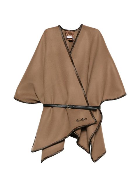 Max Mara blanket-stitch belted poncho - Brown - zdjęcie produktu nr 1