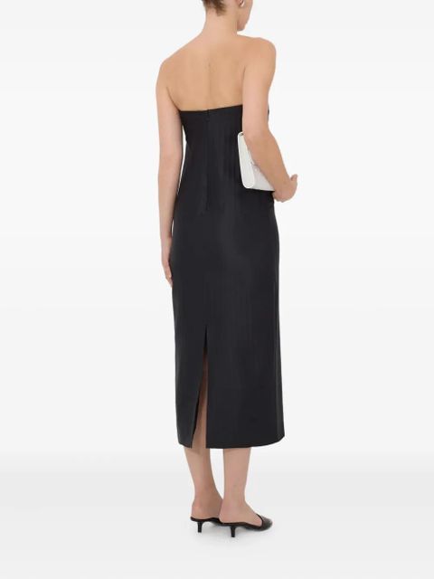 LouLou de Saison Giulia striped bustier midi dress - Black