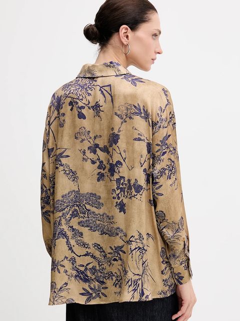 Sisley koszula damska kolor beżowy relaxed z kołnierzykiem klasycznym 5IBNLQ07F - zdjęcie produktu nr 2