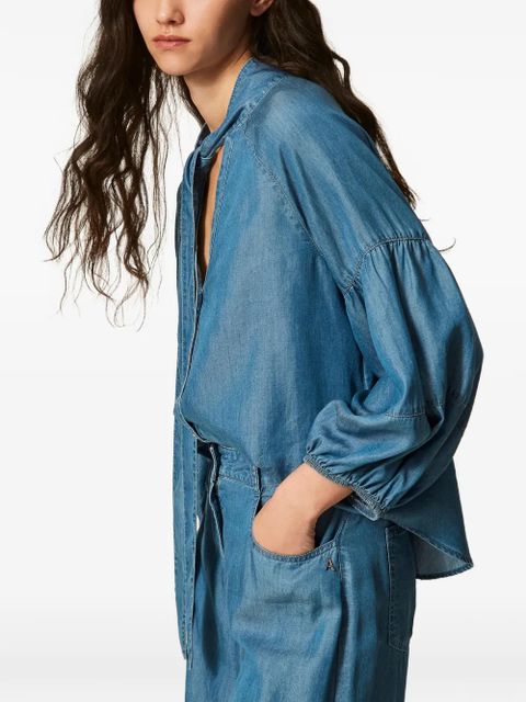 TWINSET balloon-sleeved denim shirt - Blue