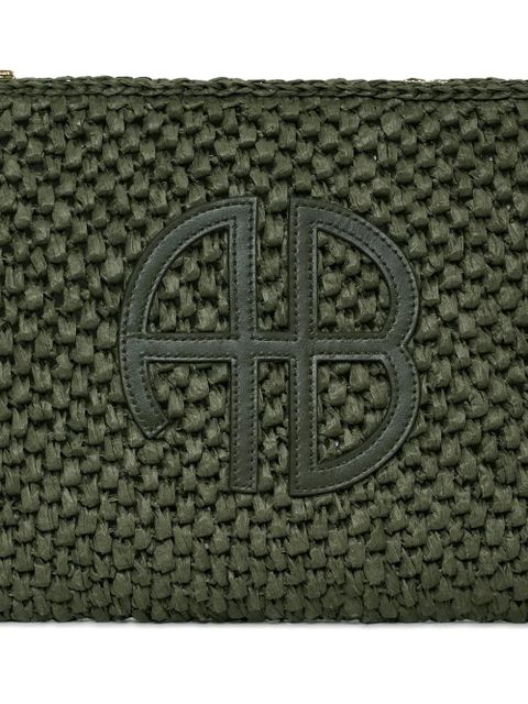 ANINE BING woven logo pouch - Green