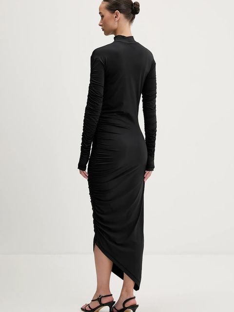 adidas Originals sukienka Ruched kolor czarny maxi dopasowana JW2806 - zdjęcie produktu nr 2