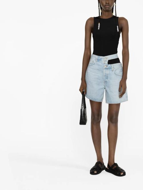 AGOLDE asymmetric denim shorts - Blue