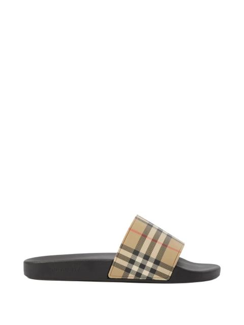 Burberry check slides - Neutrals - zdjęcie produktu nr 1