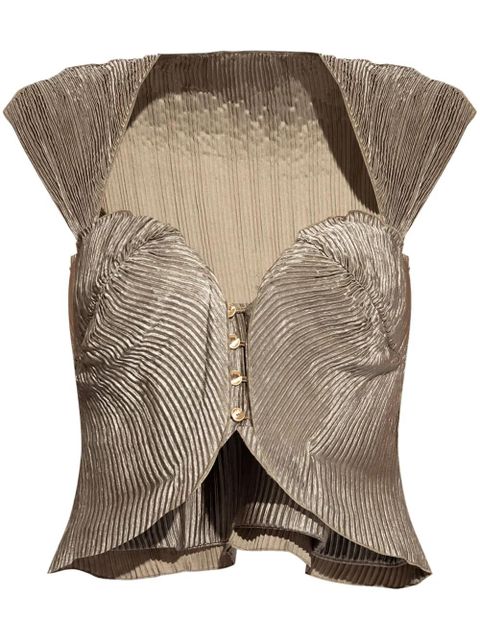 Cult Gaia Milli sweetheart-neck pleated top - Green - zdjęcie produktu nr 1