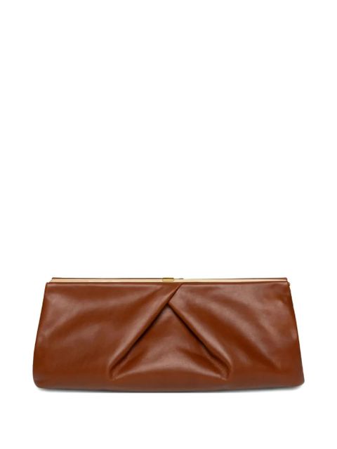 DRIES VAN NOTEN medium pleated-detail leather clutch bag - Brown - zdjęcie produktu nr 1