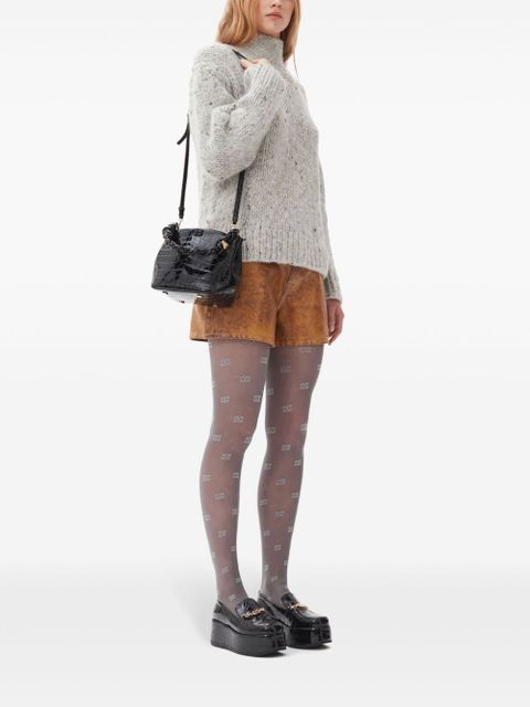 GANNI Bou crocodille-effect leather bucket bag - Black